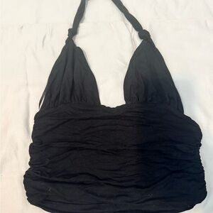 Edikted Black Top with Pink and Blue Label